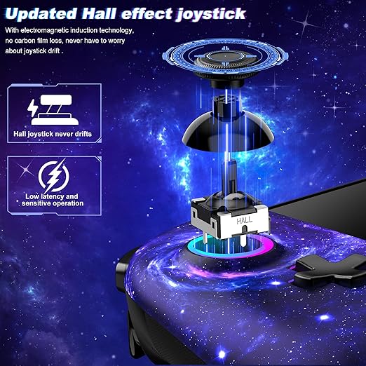 Gammeefy Switch Controller – Hall Effect Joysticks & Enhanced Grip – One Piece Switch Joypad Replacement Switch Pro Controller with 8-Color RGB Lighting, Turbo, Macros - Starry Sky, 6.2"/7"