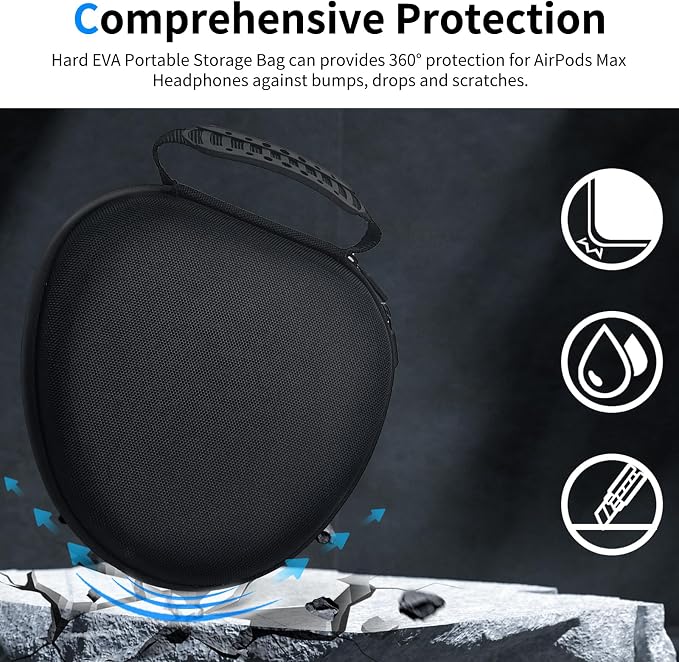 Hard Case for AirPods Max 2 Supports Sleep Mode, Travel Carrying Headphone Case with AirPods Max Silicone Earpad Case/Ear Cups/Headband Cover, AirPod Max 2/1 Protective Portable Storage Bag (Black)
