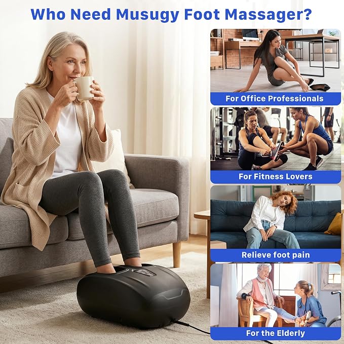 Foot Massager with Heat and Compression 2026 Upgraded Shiatsu Style | Comfortable Combination of Heat, Kneading, Vibration & Compression,for Plantar Fasciitis & Neuropathy