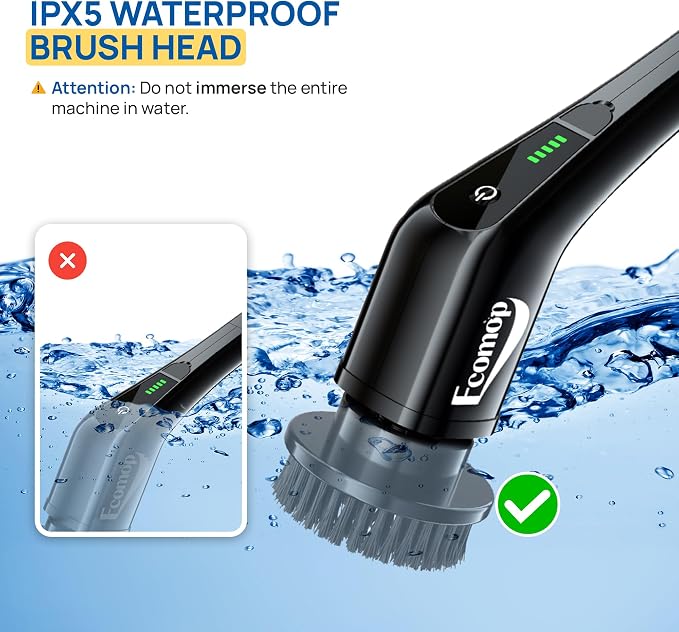 2025 Upgraded Electric Spin Scrubber – Shower Scrubber with Long Handle, Cordless Electric Cleaning Brush, 400 RPM Dual-Speed, IPX5 Waterproof, 90-Min Runtime, 8 Brush Heads for Powerful Cleaning