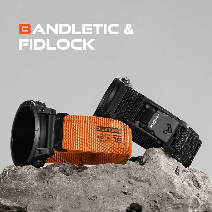 Bandletic Compatible with Garmin Fenix 6 Watch Band - 22mm Easy-Fit Rugged Nylon Strap with Magnetic Fidlock V-Buckle for Fenix 8 47mm/7 6 Pro/5 Plus/Forerunner 965/945/Instinct 3 2/Quatix 7/Approach
