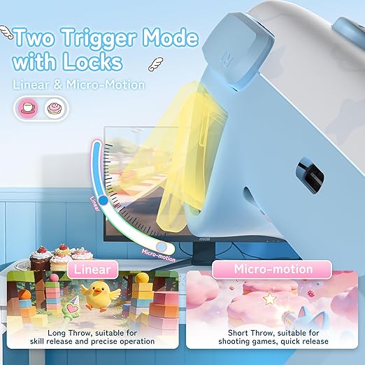 Kuitmor Cinnamoroll Switch Pro Controller, Cute Hall Effect Wireless Gamepad No Drift for Switch 2/Switch/OLED/Lite, PC/Steam, Android, iOS, Bluetooth + Wired, Turbo, Back Buttons, 6-Aixs Gyro, Wake-up, RGB (Blue, Without 2.4g Receiver)