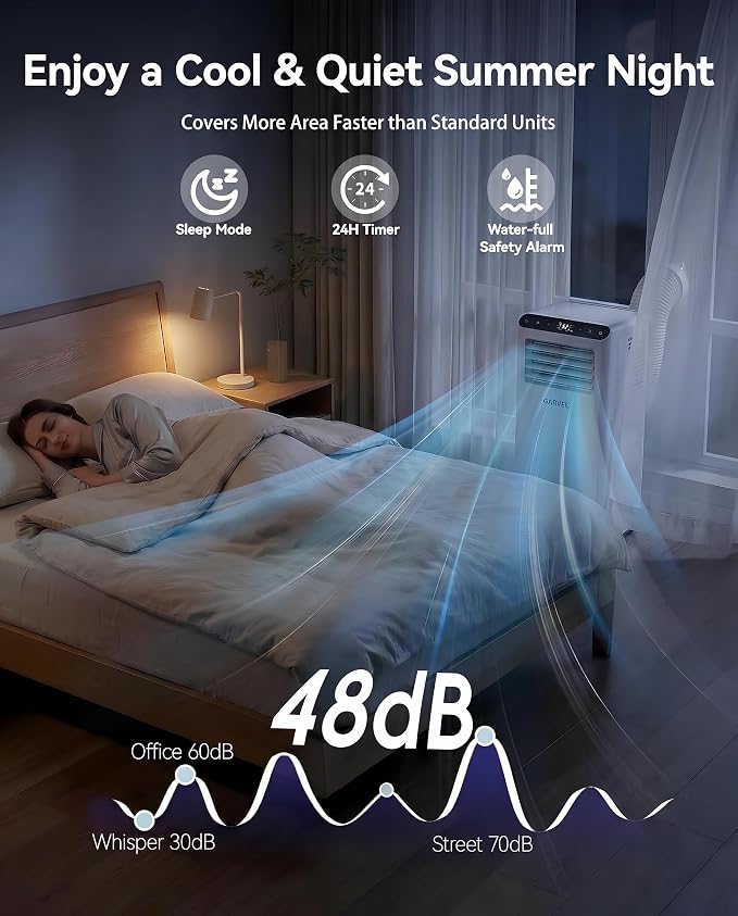 8000 BTU Portable Air Conditioner 3-in-1 AC Unit | 3-in-1, Up to 350 Sq.Ft., Cool, Fan & Dehumidifier, 24H Timer & Remote, Installation Kit Included