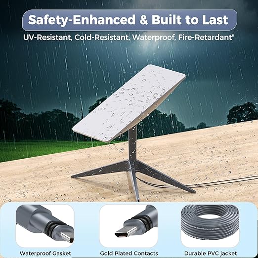 Starlink Gen 2 Cable 150FT, ONLY for Gen 2 Rectangular Dish, Waterproof Replacement Cord for Starlink Gen 2 Standard Actuated Kit, High-Speed PoE Cable, NOT for Gen 3/Mini/Round Dish