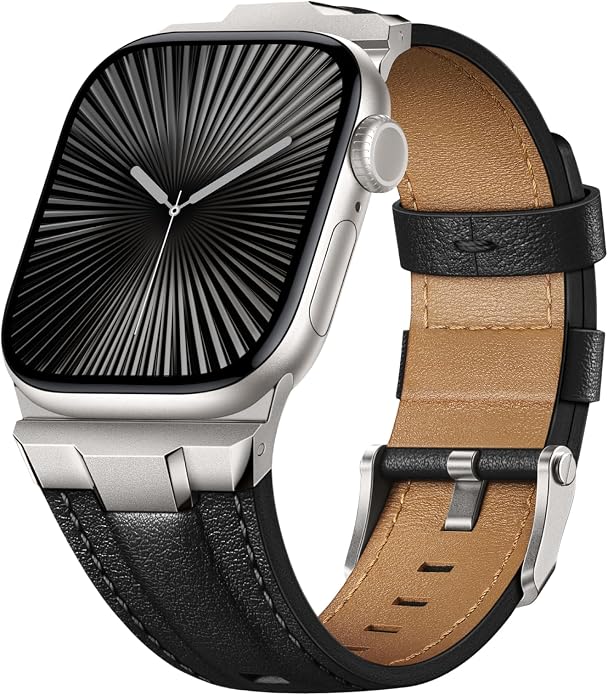Suitisbest Leather Band Compatible for Apple Watch Ultra Band 49mm 46mm 45mm 44mm 42mm 41mm 40mm, Genuine Leather Replacement Strap for iWatch series 11 10 9 8 7 6 5 4 3 2 1, SE 3 2 1, Ultra 3 2 1