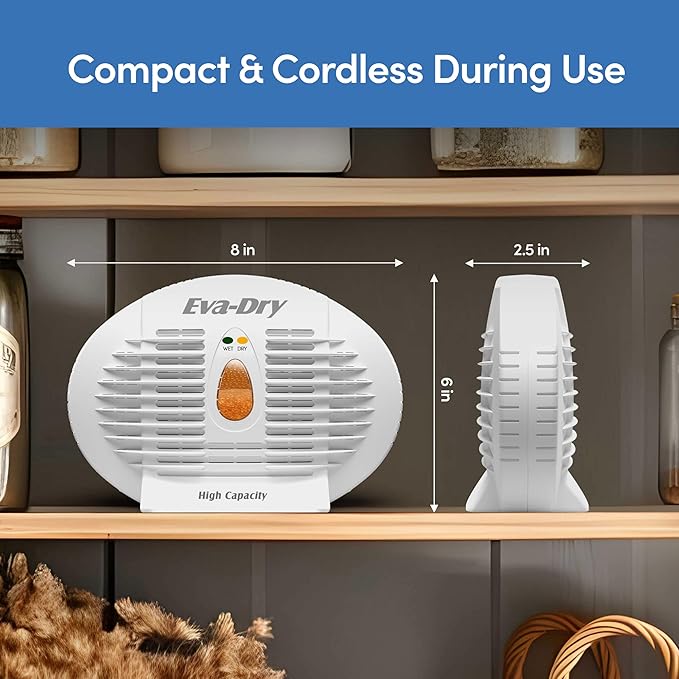 va-Dry E-500 Renewable Silica Gel Dehumidifier 5-Pack — Cordless Operation, Plug-In to Renew | 500 Cu Ft Each | Gun Safe, Closet, Bathroom, Boat, RV | No Batteries | Up to 10 Years