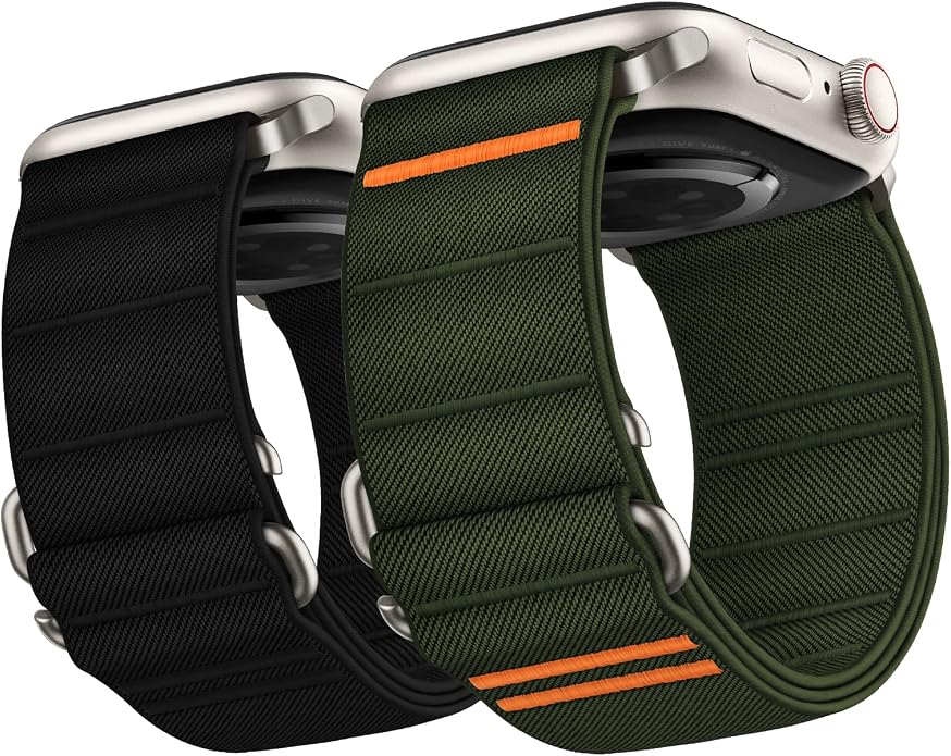 Suitisbest 2 Pack Sport Band Compatible with Apple Watch Ultra Band 49mm 46mm 45mm 44mm 42mm 41mm 40mm 38mm, Stretchy Sport Loop Strap for iWatch Series 11 10 9 8 7 6 5 4 3 2 1, SE 3 2 1, Ultra 3 2 1