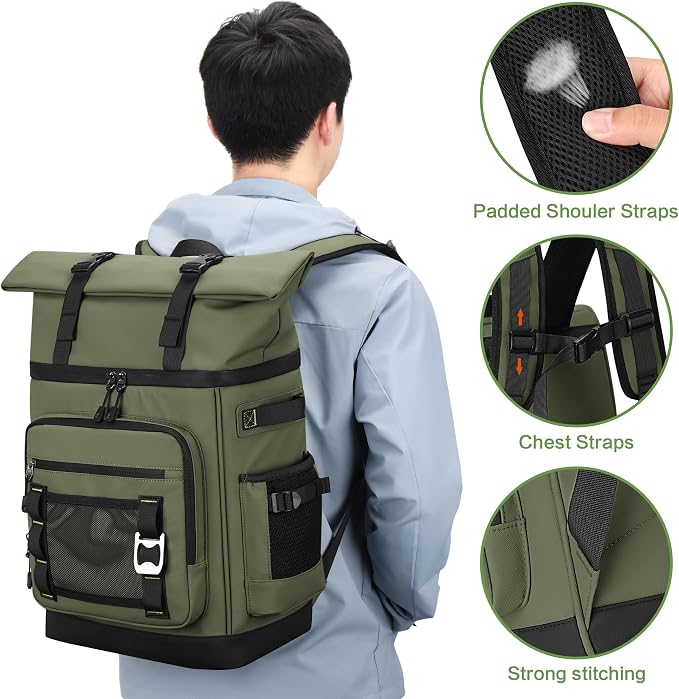 42 Can Backpack Cooler,40L Insulated Double Decker Leakproof, Waterproof Travel Cooler Backpack for Beach Camping Picnic Travel