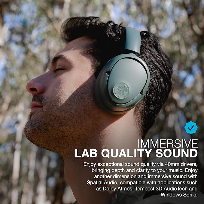 JLab, JBuds Lux ANC, Over Ear Headphones, Active Noise Cancelling, Bluetooth, Spatial Audio, Sage