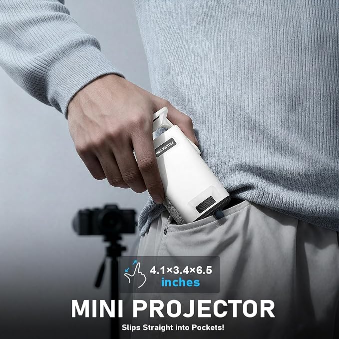 【Ivory Projector & Built-in Apps】 XuanPad Mini Projector with Wi-Fi and Bluetooth, Full HD 1080P Smart Portable Projector with 210° Stand, Auto Vertical Keystone, Compatible with HDMI/USB/TV Stick