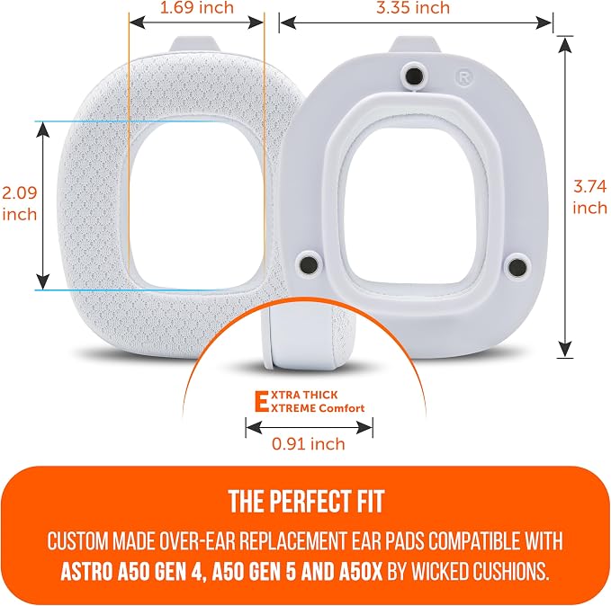 WC Freeze A50 - Cooling Gel Replacement Earpads for Astro A50 Gen 4, Gen 5 and A50X Only, Made by Wicked Cushions, Improved Durability, Thickness and Sound Isolation |