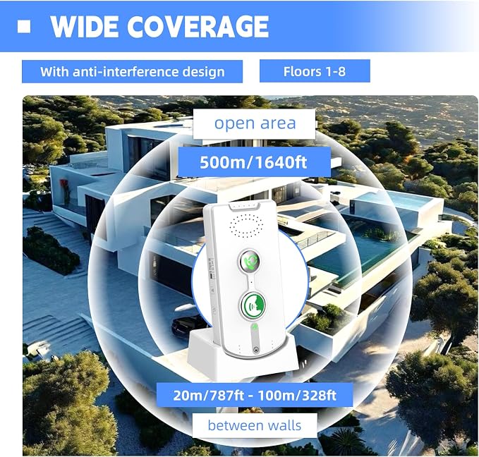 2 Way Intercoms Wireless for Home Office,Portable Room to Room Long Range Intercom System with Charging Base, Long Standby Time 5 Level Volume Adjustment,38 Ringtones Adjustment (3 Pack)