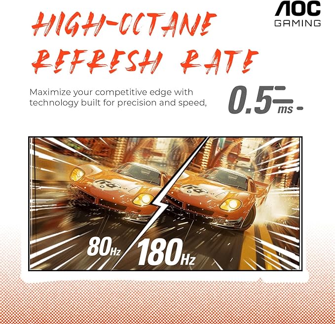 AOC CQ27G4H 27" Curved Gaming Monitor, QHD 2K 2560x1440, 1500R VA, 180Hz 0.5ms, AMD FreeSync Premium, Height Adjustable Stand, Xbox PS5 Switch Compatiable, 3-Year Zero-Bright-dot