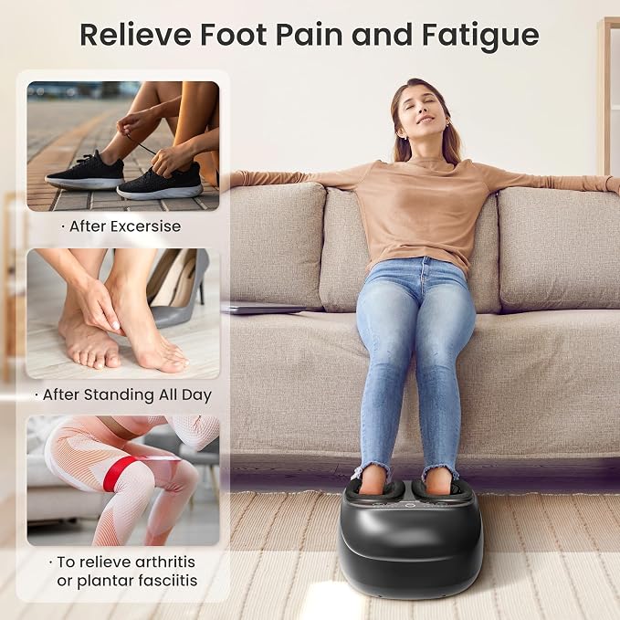 COMFIER 【2026 Gift for Men,Women,Foot Massager with Heat,Kneading,Vibration,Compression,FSA Eligible HSA Store,Pause Function,Shiatsu Massager for Plantar Fasciitis Neuropathy, Size 13