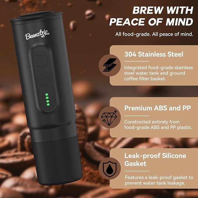 H02 PRO Portable Espresso Machine, Travel Coffee Maker fits NS Capsule & Ground Coffee, Father's Day Camping Small Mini Coffee Machine with Self-heating, Electric Espresso Maker