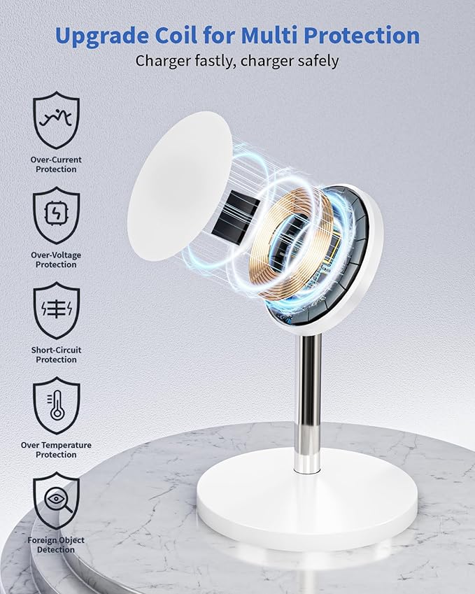 Magnetic Wireless Charger Stand, 25W Fast Mag Safe Charger iPhone Stand, 6FT Magnet Wireless Charging Station Pad with 35W Adapter for iPhone 17 Air 17 Pro 17 Pro Max 16 15 14 13 12, AirPods Pro 2/3/4