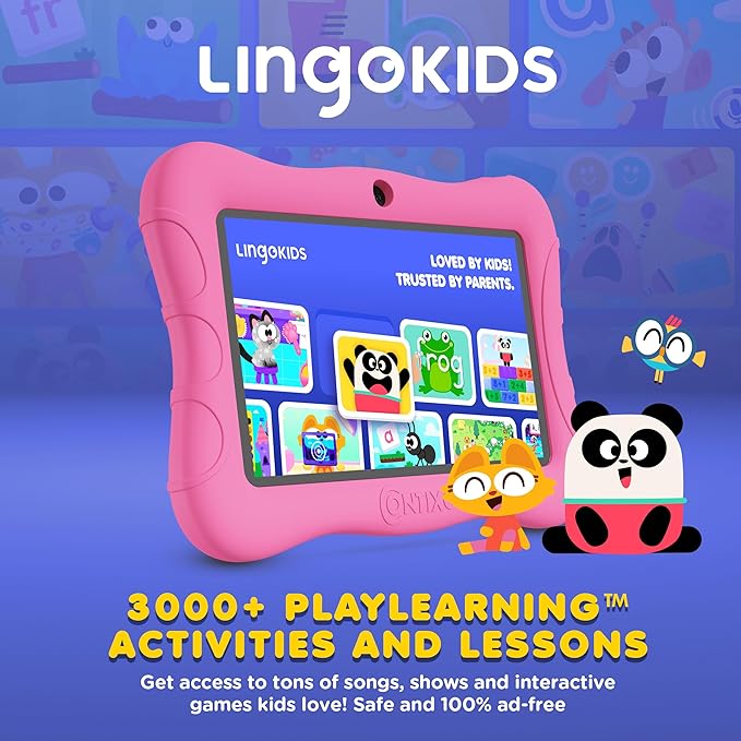 Contixo 7 inch Kids Tablet Bundle - Android Tablets and Kids Wired Headphones, with 14+ Games and Educational Apps, WiFi, 32GB ROM, Learning Tablet for Kids - Pink