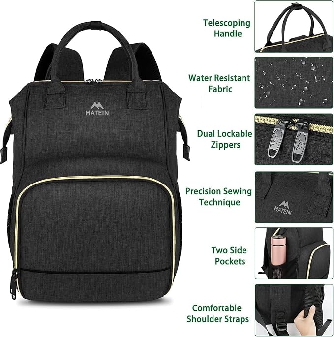MATEIN Lunch Backpack for Women, Insulated Cooler Backpack Lunch Bag for Men, 15.6 Inch Leakproof Laptop College Tote Work Bag Teacher Nurse Picnic Office Commuter Travel, Black