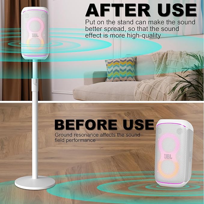 All-Metal Adjustable Speaker Stand for J-BL Partybox 120/320 (White) – Heavy-Duty Pole Stand with Wide Base, Height Adjustable up to 36.22" (Stand Only, No Speaker Included)