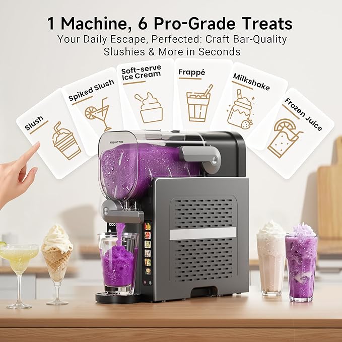 Slushie Machine for Home, 88 oz Slushy Machine, No Ice Needed Frozen Drink Maker with 6 Presets, Quiet, Auto-Clean, LED Display, Black, Perfect for Margaritas, Frappés, Milkshakes and More