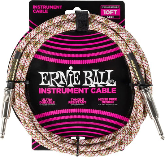 Ernie Ball Braided Instrument Cable Straight/Straight 10ft - Emerald Argyle (P06426)