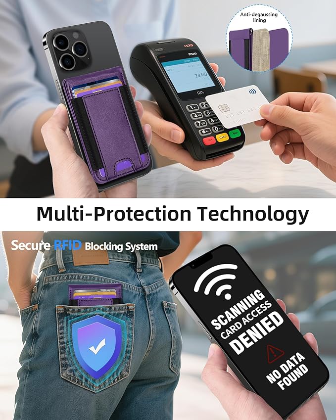 ExtreLife for MagSafe Wallet with Money Clip, Stronger Magnetic Wallet for iPhone 17/16/15/14/13/12 Series, RFID Blocking, for iPhone Wallet with Stand, ID Window & 8 Card Holder, Purple