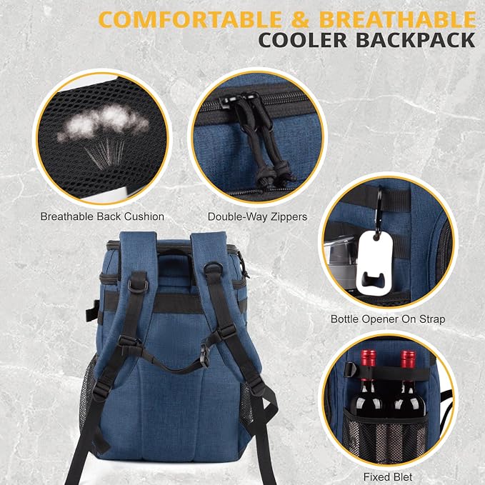 25L Backpack Cooler Keep All Drink Cold for Long Periods of Time Cooler Backpack Insulated Waterproof Portable High Durability Small Cooler Backpack with Compartment for Hiking Camping Beach