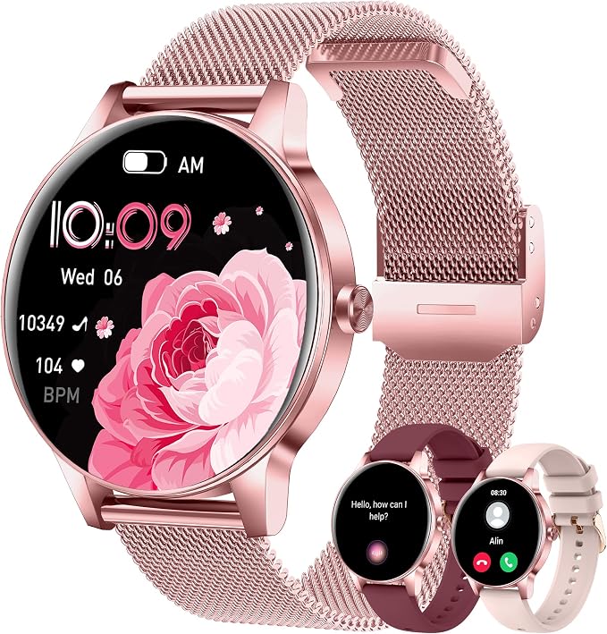 Smart Watches for Women(Answer/Make Calls), 1.27" HD Screen Fitness Tracker with Heart Rate/Sleep Monitor, 130+ Sport Modes IP68 Waterproof Activity Tracking, Smart watch for Android iOS, Purple-gold