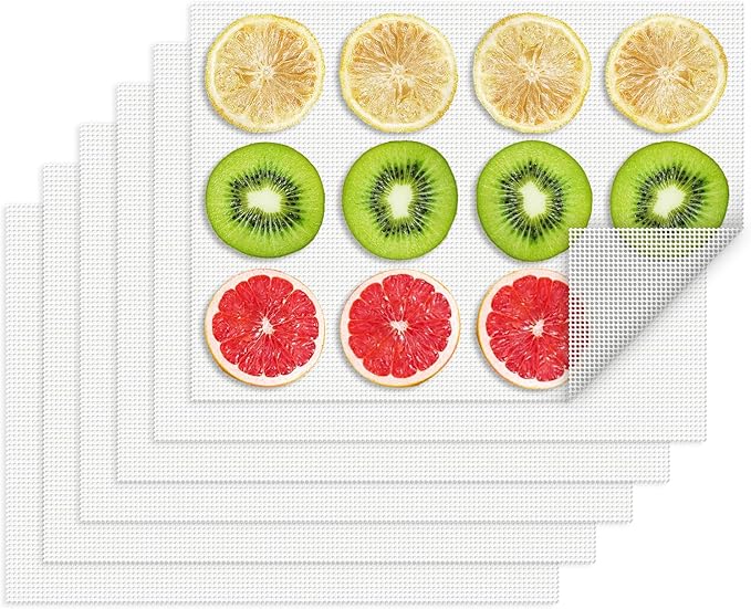 Silicone Dehydrator Sheets 6 Pcs, Resuable Mat 11 x 8in for Food Dehydrator Freeze Dryer to Prevent Food Spills, Heat-Resistant Dehydrator Trays, Dishwasher Safe, White Rectangular