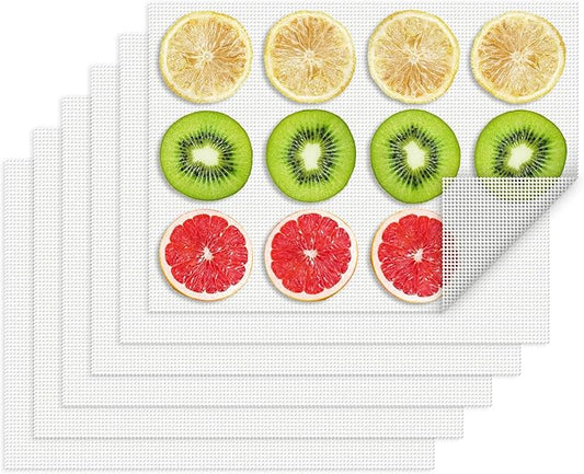 Silicone Dehydrator Sheets 6 Pcs, Resuable Mat 11 x 8in for Food Dehydrator Freeze Dryer to Prevent Food Spills, Heat-Resistant Dehydrator Trays, Dishwasher Safe, White Rectangular