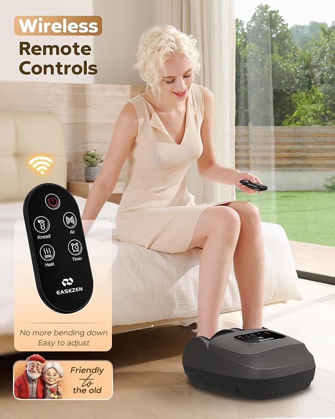 EaseZen Shiatsu Foot Massager with Heat & Remote, 2026 Upgraded Deep Kneading Foot Massager for Plantar Fasciitis, Neuropathy & Tired Feet, Fits Up to Size 14, Gifts for Women