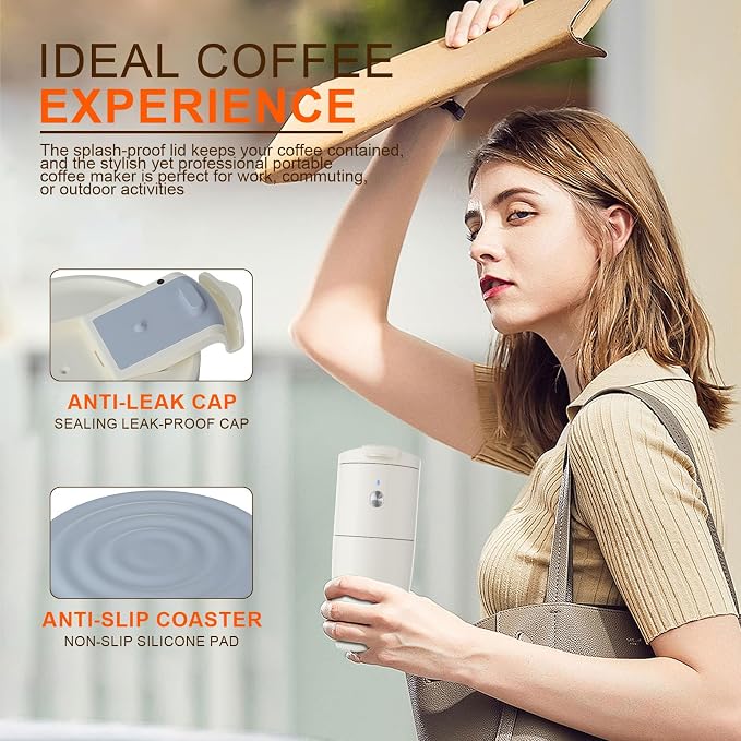 Self-Heating Electric Coffee Maker Cup, Portable Mini Coffee Maker Compact Design for Camping Hiking Traval