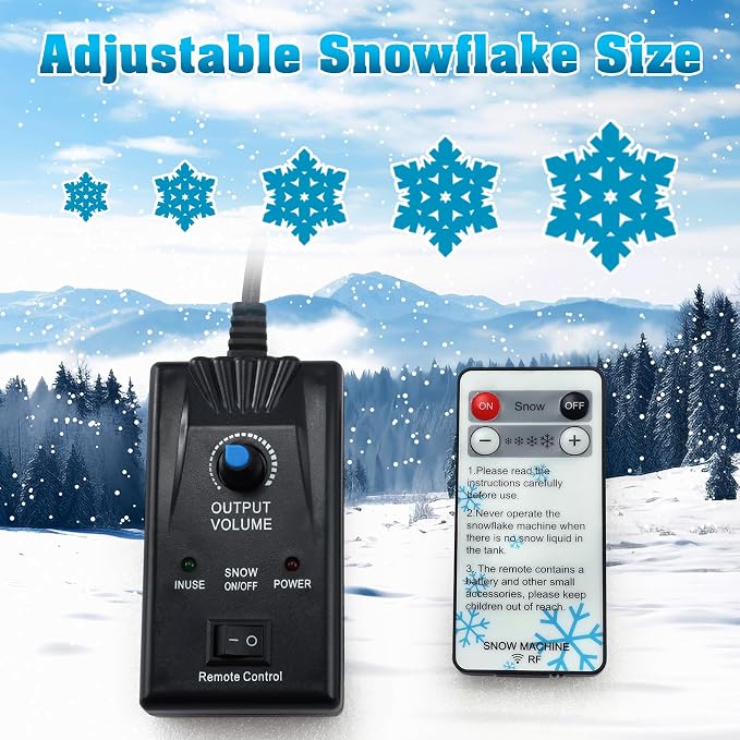 Snow Machine 1200W Snow Making Machine, Moving Head Snow Maker, Snowflake Maker with Wired Control Wireless Remote Adjustable Snow Size for Christmas Wedding Party Photography Parade Stage
