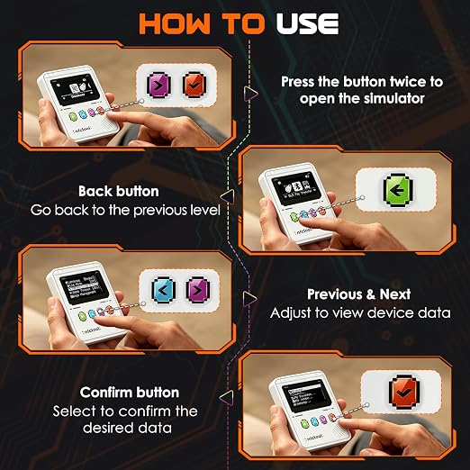 Upgraded NFC Emulator, Portable Button Operation, 3000+ Data Storage, , Compatible with Over 60 Games, 1.3" OLED Screen, Type-C Charging Port, White