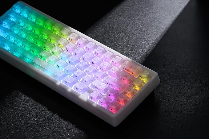 HITIME x XVX M67 JadeStone 60% Wireless Mechanical Gaming Keyboard, VIA Programmable, BT5.0/2.4G/USB-C Creamy Keyboard with Gasket, Hot Swap, RGB Backlits, NKRO for Win/Mac (White, Forged Carbon)