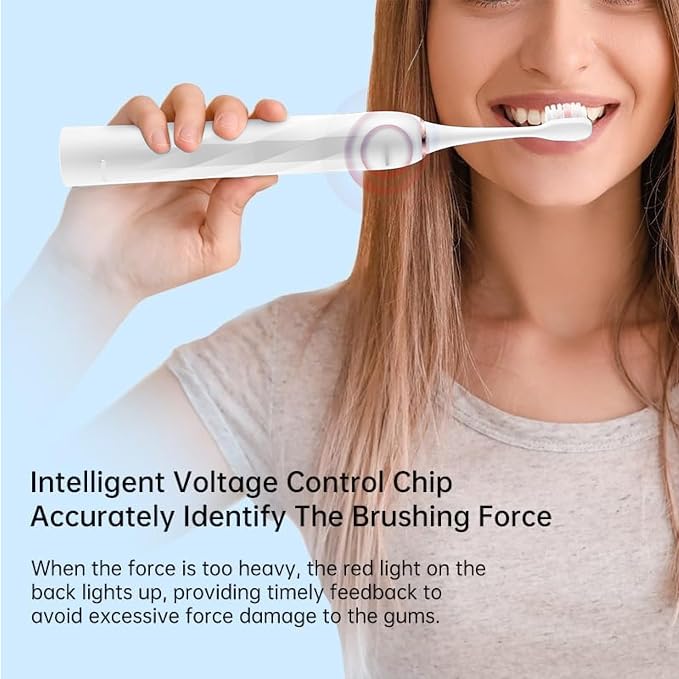 Reva V3 Sonic Electric Toothbrush for Adults, Dual Display, 5 Modes, 200-Day Battery, 4 Brush Heads, IPX7 Waterproof (White)