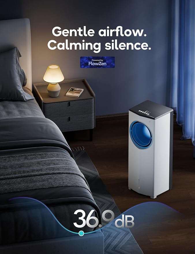 Windowless Portable Air Conditioner, 26.1" Small Evaporative Air Cooler for Room No Window, 3-Speed Settings, 4 Modes, 7H Timer, Remote Control, 4 Ice Packs, Quiet AC Unit for Bedroom, Jet