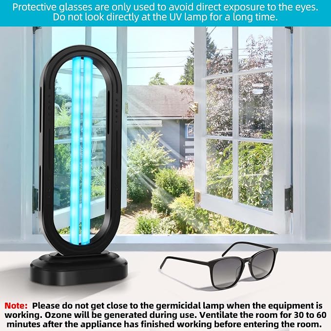 Feefir UV Light Sanitizer,UVC Home Disinfection Device 4-Speed Timing and Remote Control,UVO Light,UV Lamp for Whole Room