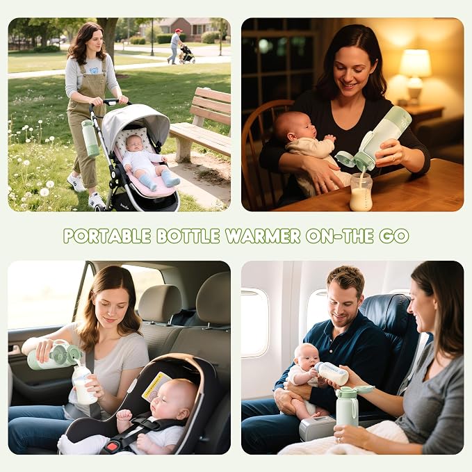 Portable Bottle Warmer for Travel, Baby Bottle Warmer On the Go with 2-Min Fast Heating & Long-Lasting Warmth, 12.2 Ounces Portable Milk Warmer for Breastmilk & Formula