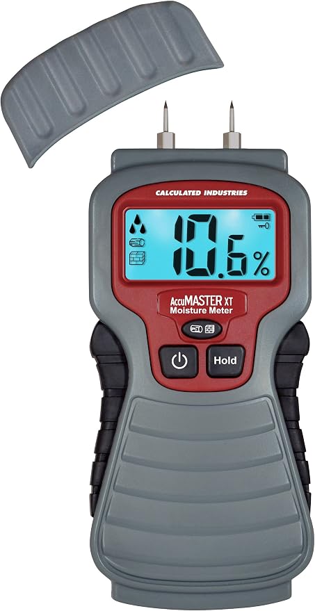 Calculated Industries 7440 AccuMASTER XT Digital Moisture Meter | Handheld |Pin Type | Backlit LCD Display | Detects Leaks, Damp and Moisture in Wood, Walls, Ceilings, Carpet and Firewood | Handheld, Pin Type, Backlit LCD Display, Detects Leaks, Damp a...