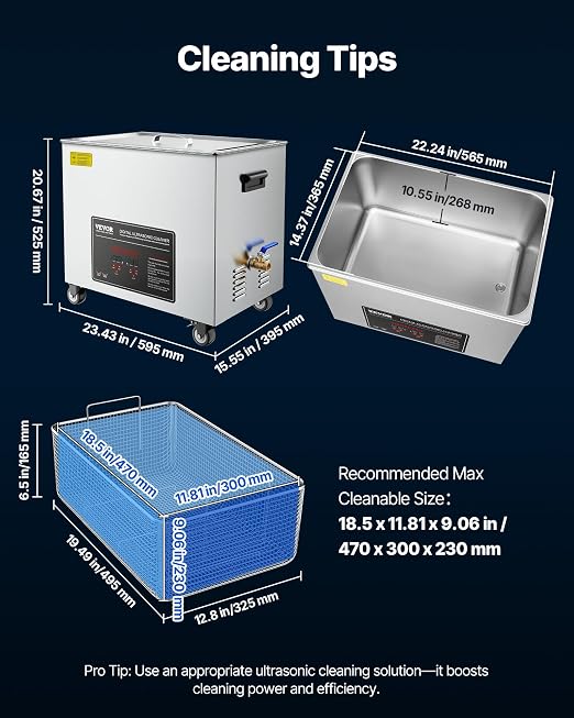 VEVOR 50L Ultrasonic Cleaner, Professional Ultrasonic Cleaner Machine with Cleaning Basket & Digital Display, 840W Stainless Steel Large Cleaning Machine with Wheels for Industrial Parts, Carburetors
