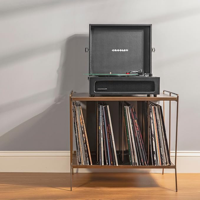 Crosley CR8017B-BK Voyager Vintage Portable Vinyl Record Player Turntable with Bluetooth in/Out and Built-in Speakers, Black