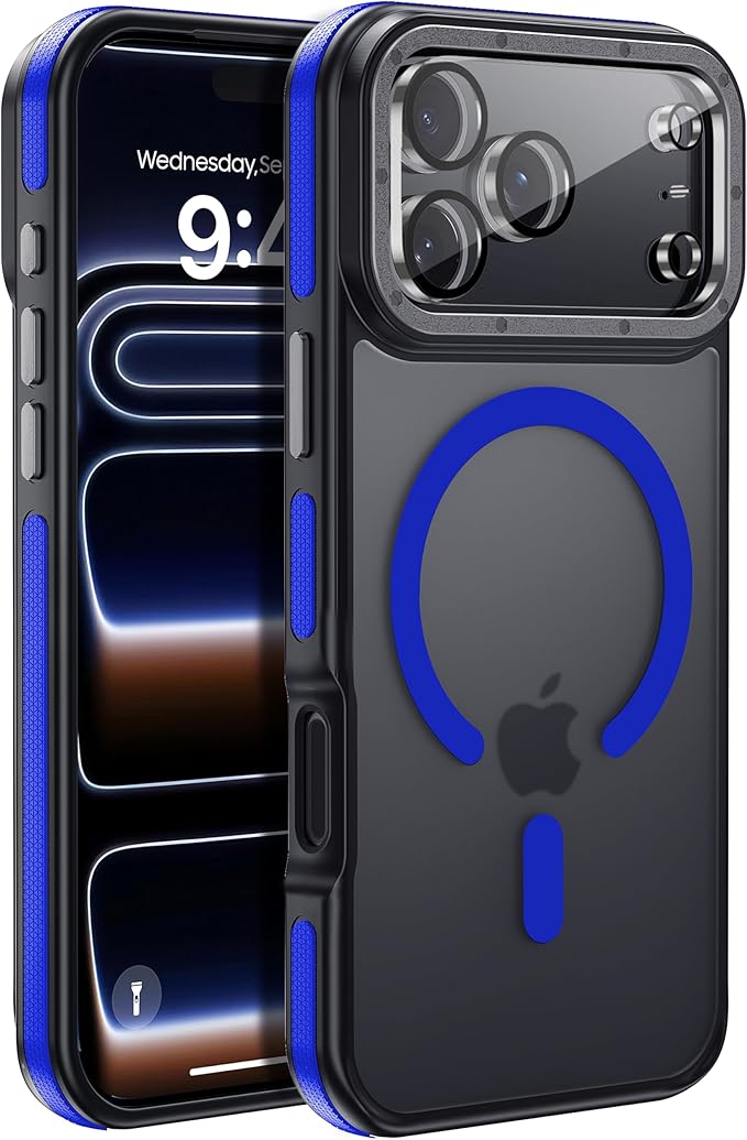 Strong Magnetic for iPhone 17 Pro case with Camera Lens Protector [10Ft Military-Grade Protection] Compatible with MagSafe Shockproof Slim Thin Cover case for iPhone 17 Pro 6.3 inch, Blue