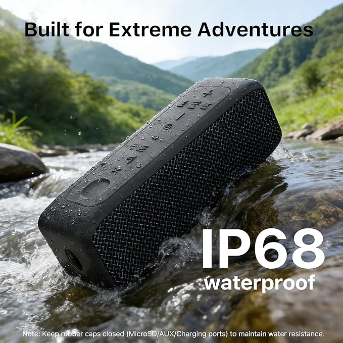 JUOVI Bluetooth Speaker,20W Stereo Sound,Wireless Speaker with Bluetooth 6.0,24H Playtime,IP68 Waterproof Shower Speaker,TWS Pairing, Support TF Card,AUX 3.5mm Input,Speaker for Home,Outdoor,Travel
