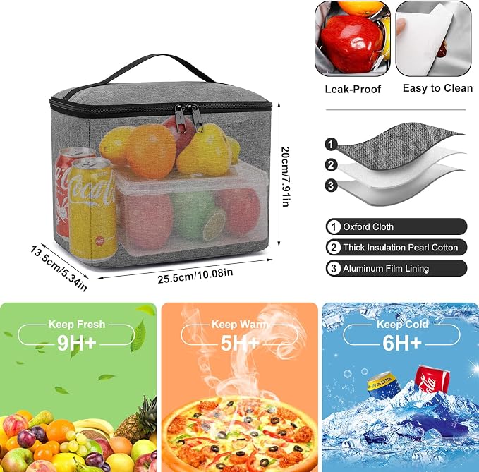 kadilong 17,3 inch Laptop Backpack with Lunchbox,Insulated Cooler Bag for Work Travel with USB Charging Port,Water Resistant Computer Bag Meal Prep Backpack for Picnic College