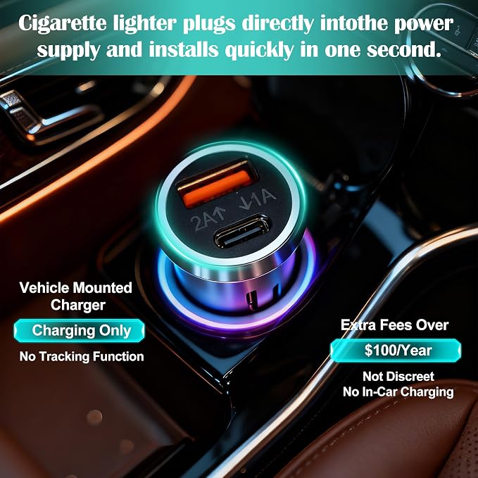 Car Anti-Loss Device with Charging Port - Real-Time Location Tracking, Compatible with Apple Find My (iOS Only)-Sliver