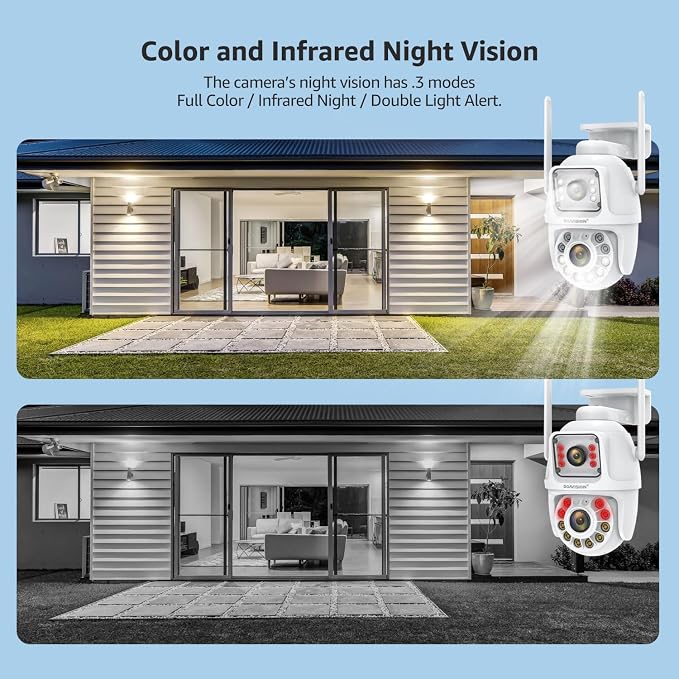 BOAVISION 5G/2.4G WiFi Outdoor Security Camera, Wireless PTZ Dual Lens, 360° View, AI Human Tracking, Color Night Vision, 24/7 Recording, Two-Way Audio, Cloud & SD Card Storage