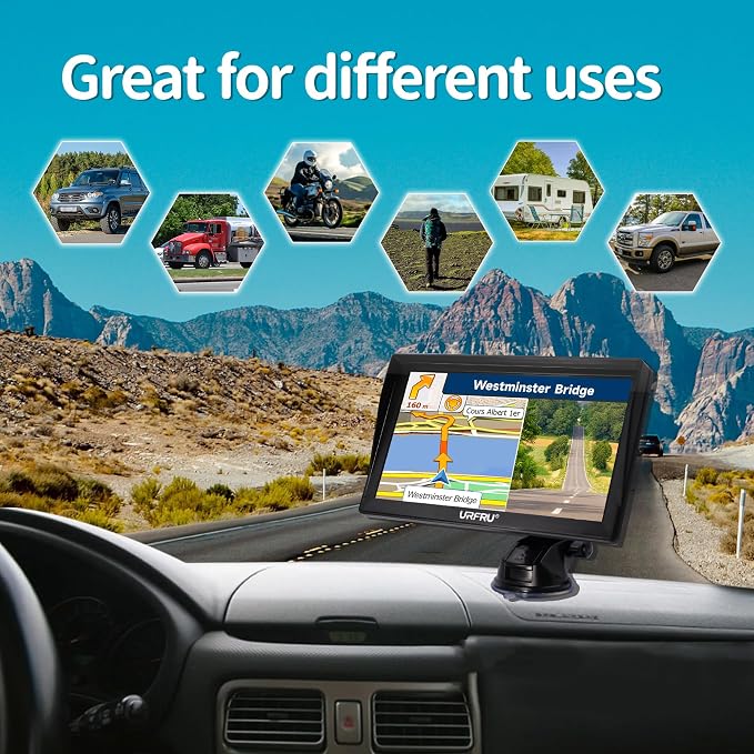 GPS Navigator for Car Truck RV Pickup, 9-inch with Hood No Network Required | 2026 Offline Map with Free Updates Lifetime, HD Touchscreen, Voice Guidance, Speed & Traffic Alerts, Custom Route by Car Size