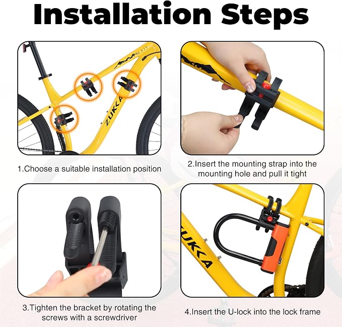 MEGHNA Bike Lock with Cable Heavy Duty Bicycle U Lock Combination Anti Theft Lock with Bracket for Mountain Bike Road Bike E-Bike Scooter