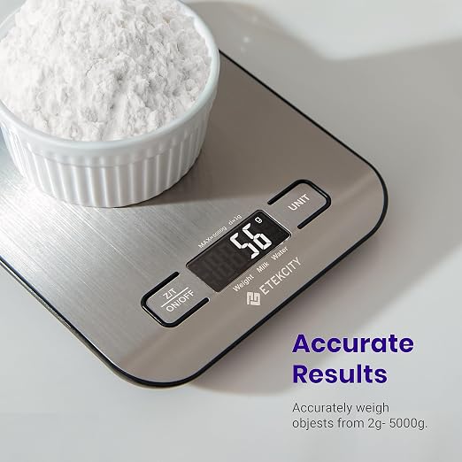 Etekcity 11lb Digital Kitchen Food Scales, 304 Stainless Steel with Removable Bowls and Backlit LCD